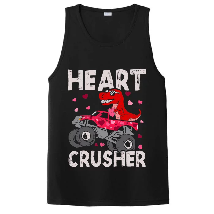 Hearts Dinosaur T Rex Monster Truck Valentines Day Performance Tank