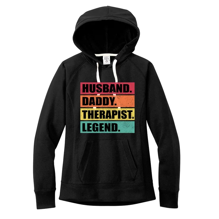 Husband Daddy Therapist Legend Retro Fathers Day Gift Women's Fleece Hoodie