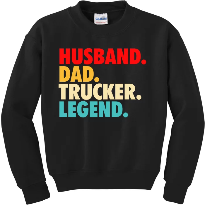 Husband Dad Trucker Legend Kids Sweatshirt