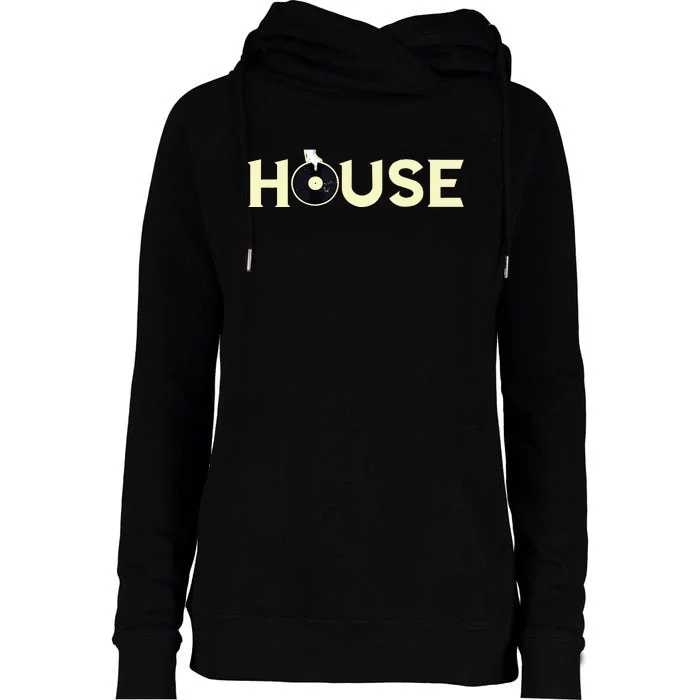 House Dj Turntable Techno Edm Dance Music Discjockey Womens Funnel Neck Pullover Hood