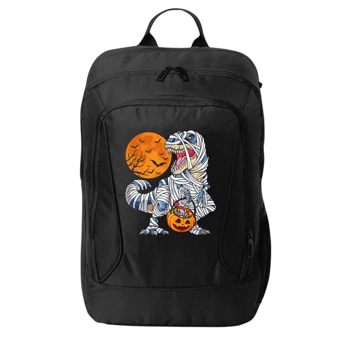 Halloween Dinosaur T Rex Mummy Pumpkin City Backpack