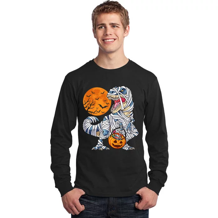 Halloween Dinosaur T Rex Mummy Pumpkin Tall Long Sleeve T-Shirt