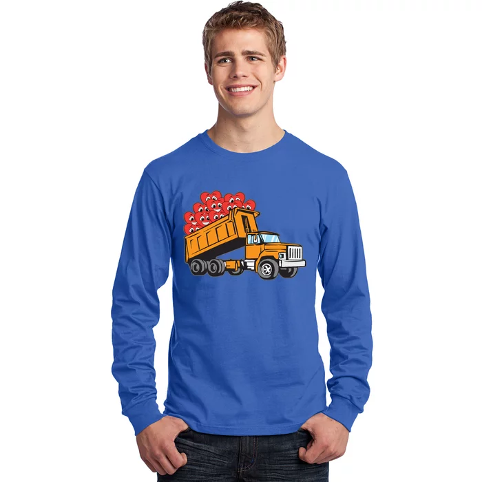 Heart Dump Truck Valentines Day Cool Love Construction Gift Long Sleeve Shirt