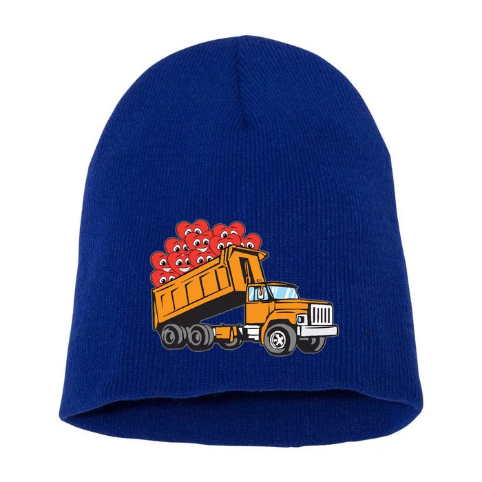 Heart Dump Truck Valentines Day Cool Love Construction Gift Short Acrylic Beanie