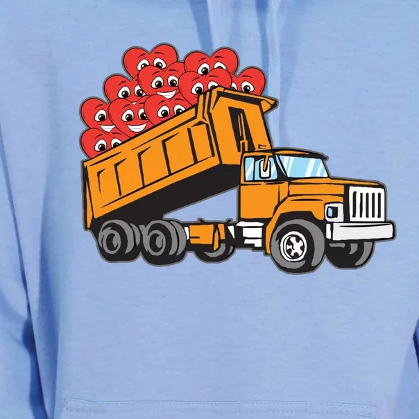 Heart Dump Truck Valentines Day Cool Love Construction Gift Unisex Surf Hoodie