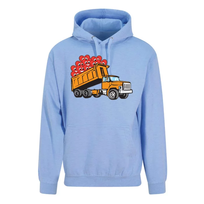 Heart Dump Truck Valentines Day Cool Love Construction Gift Unisex Surf Hoodie