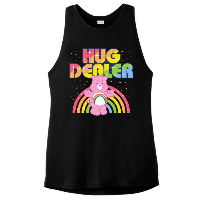 Hug Dealer Teddy Bear Rainbow Ladies Tri-Blend Wicking Tank