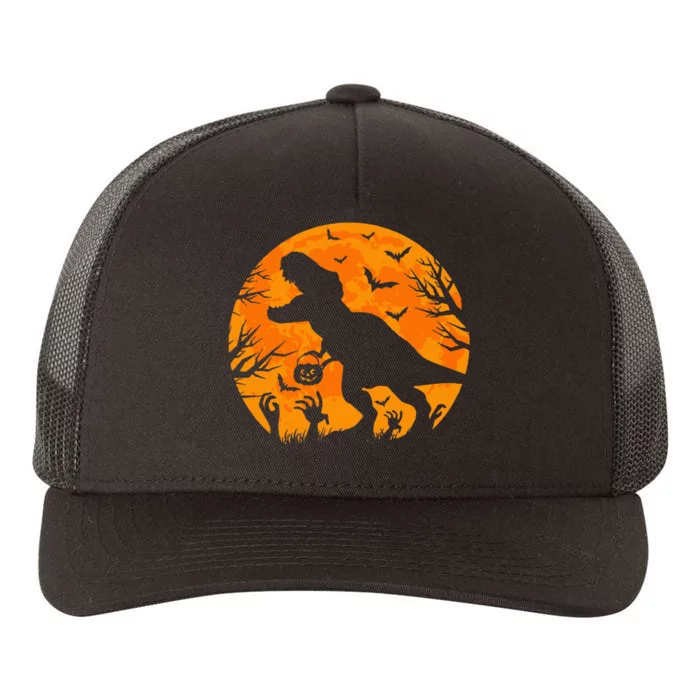 Halloween Dinosaur T Rex With Pumpkin Dinosaur Halloween Yupoong Adult 5-Panel Trucker Hat