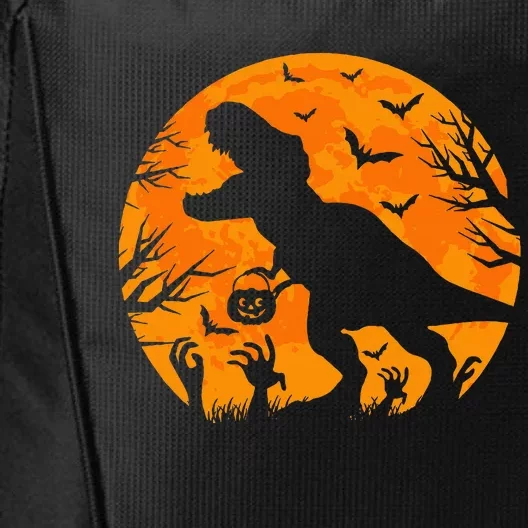 Halloween Dinosaur T Rex With Pumpkin Dinosaur Halloween City Backpack