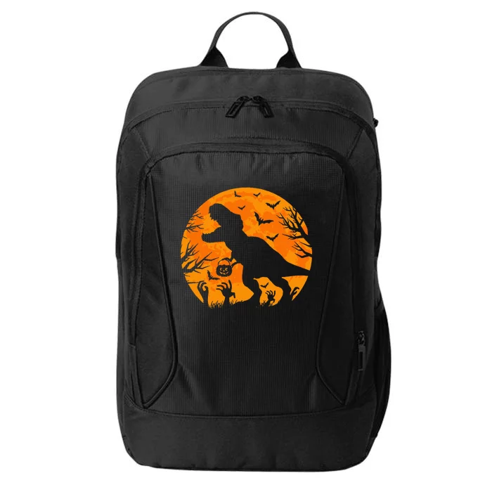 Halloween Dinosaur T Rex With Pumpkin Dinosaur Halloween City Backpack