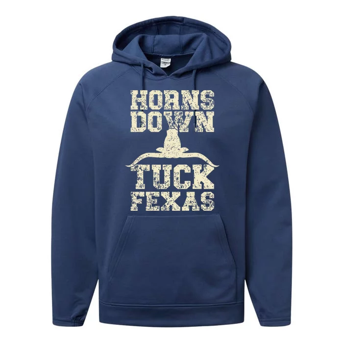 H.orns Down Tuck Fexas Game Day O.klahoma Beat Texas Performance Fleece Hoodie