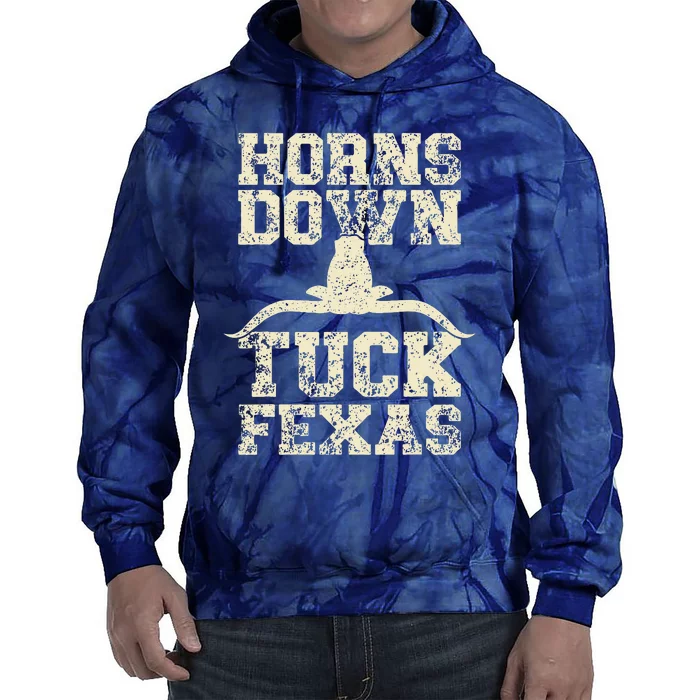 H.orns Down Tuck Fexas Game Day O.klahoma Beat Texas Tie Dye Hoodie