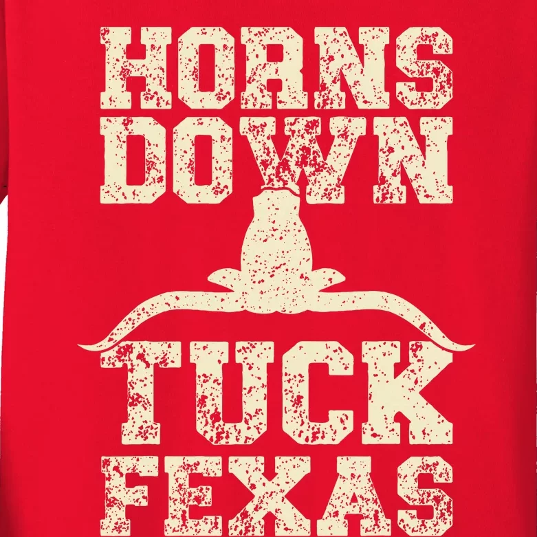 H.orns Down Tuck Fexas Game Day O.klahoma Beat Texas Kids Long Sleeve Shirt