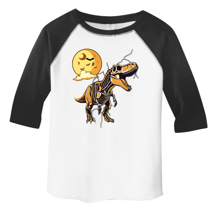 Halloween Dinosaur T Rex Skeleton Scary Moon Orange Pumpkin Cool Gift Toddler Fine Jersey T-Shirt