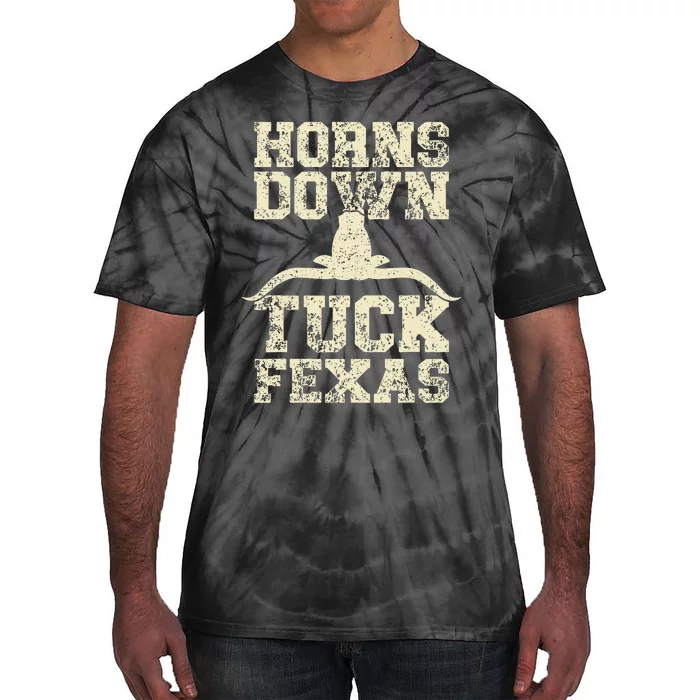 Horns Down Tuck Fexas Game Day Oklahoma Beat Texas Tie-Dye T-Shirt