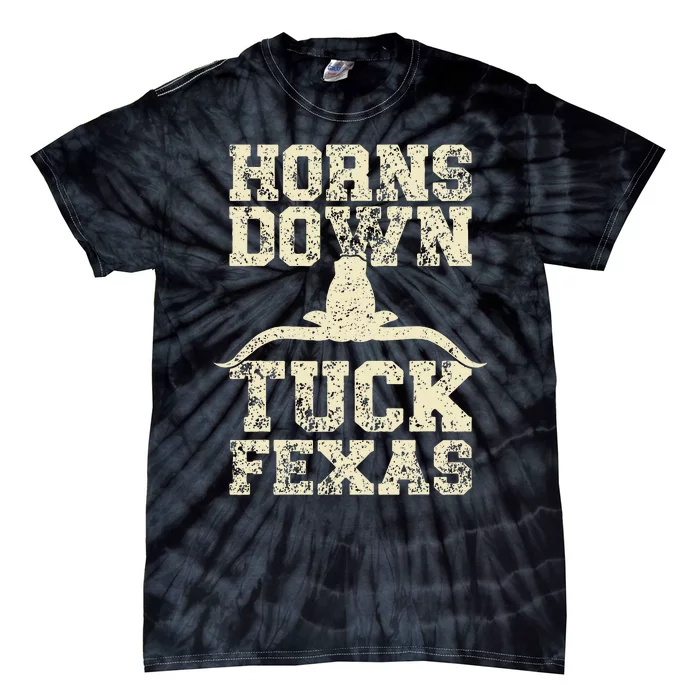 Horns Down Tuck Fexas Game Day Oklahoma Beat Texas Tie-Dye T-Shirt