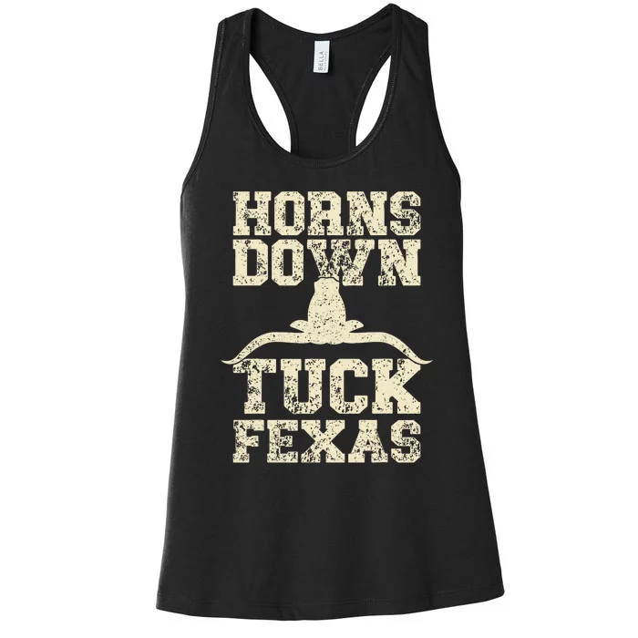 Horns Down Tuck Fexas Game Day Oklahoma Beat Texas Women's Racerback Tank