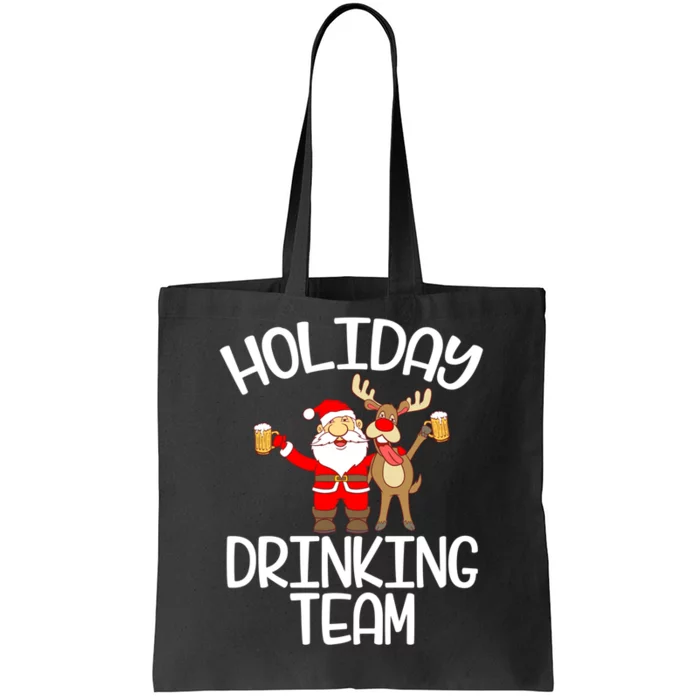 Holiday Drinking Team Santa Claus Reindeer Xmas Tote Bag