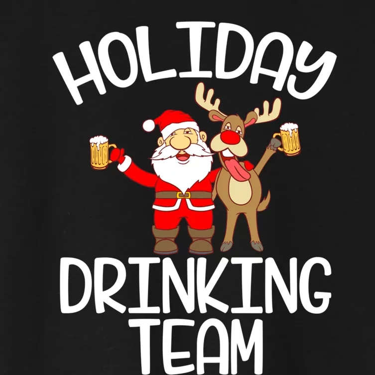 Holiday Drinking Team Santa Claus Reindeer Xmas Women's Crop Top Tee