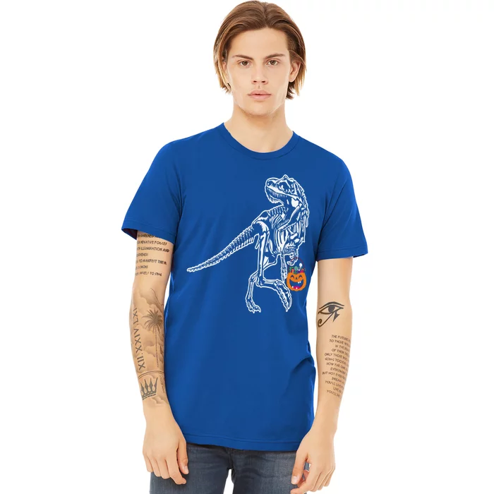 Halloween Dinosaur T Rex Skeleton Scary Gift Premium T-Shirt