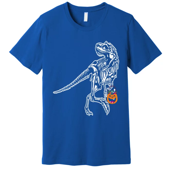 Halloween Dinosaur T Rex Skeleton Scary Gift Premium T-Shirt