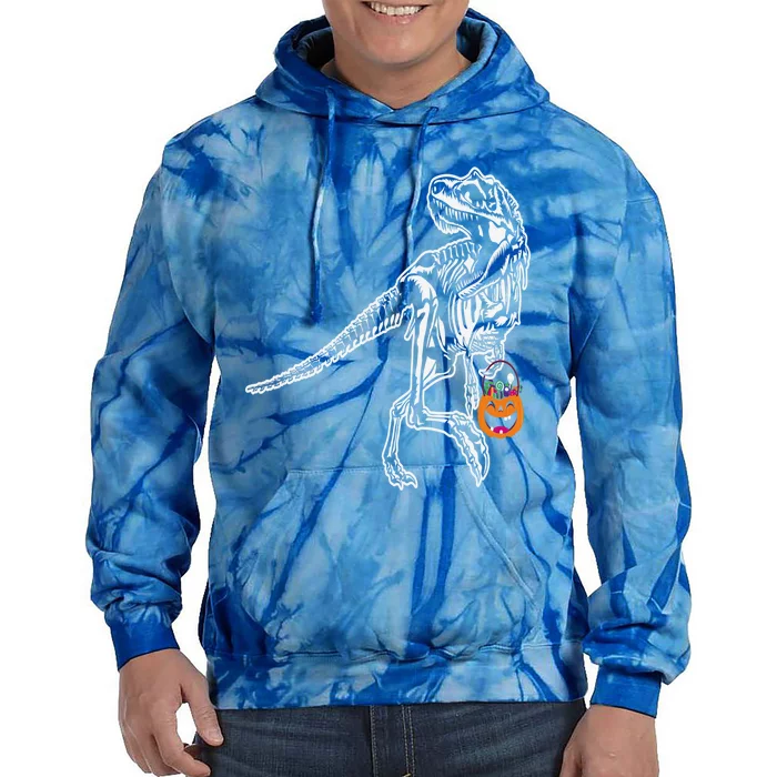 Halloween Dinosaur T Rex Skeleton Scary Gift Tie Dye Hoodie