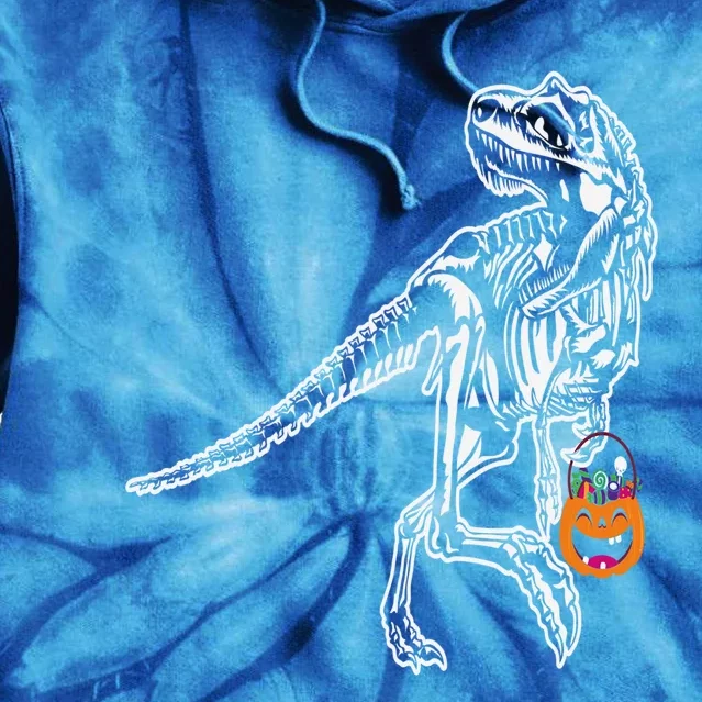 Halloween Dinosaur T Rex Skeleton Scary Gift Tie Dye Hoodie