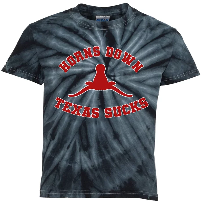 Horns Down Texas Sucks Kids Tie-Dye T-Shirt