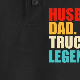 Husband Dad Trucker Legend Funny Truck Driver Trucking Dry Zone Grid Performance Polo