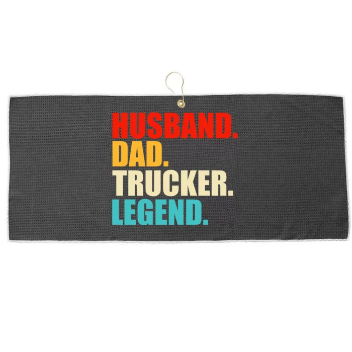 Husband Dad Trucker Legend Funny Truck Driver Trucking Large Microfiber Waffle Golf Towel