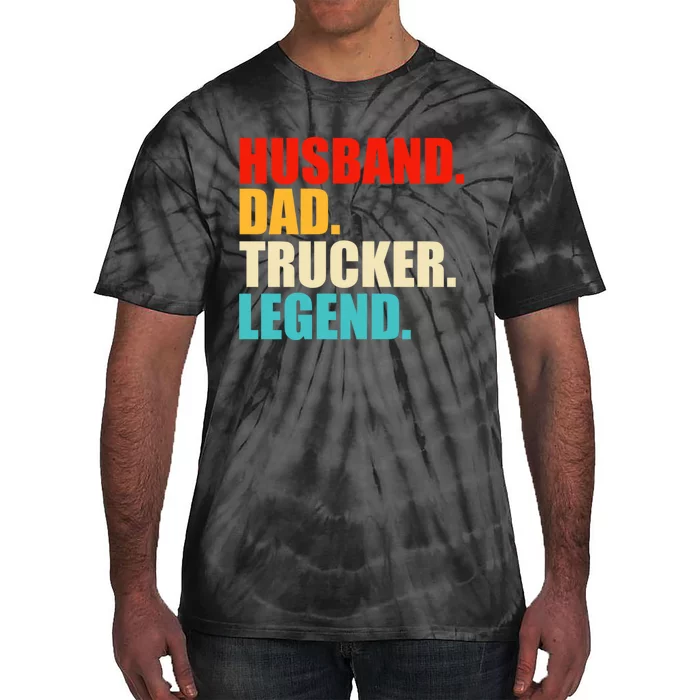 Husband Dad Trucker Legend Funny Truck Driver Trucking Tie-Dye T-Shirt