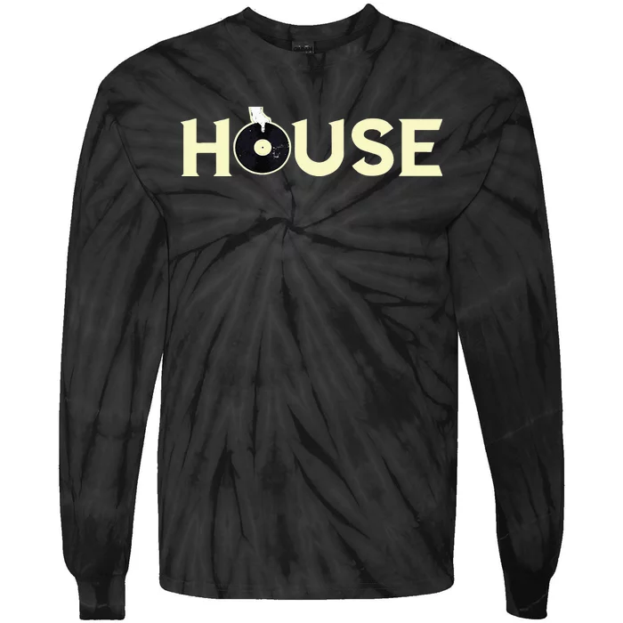 House DJ Turntable Techno EDM Dance Music Discjockey Tie-Dye Long Sleeve Shirt