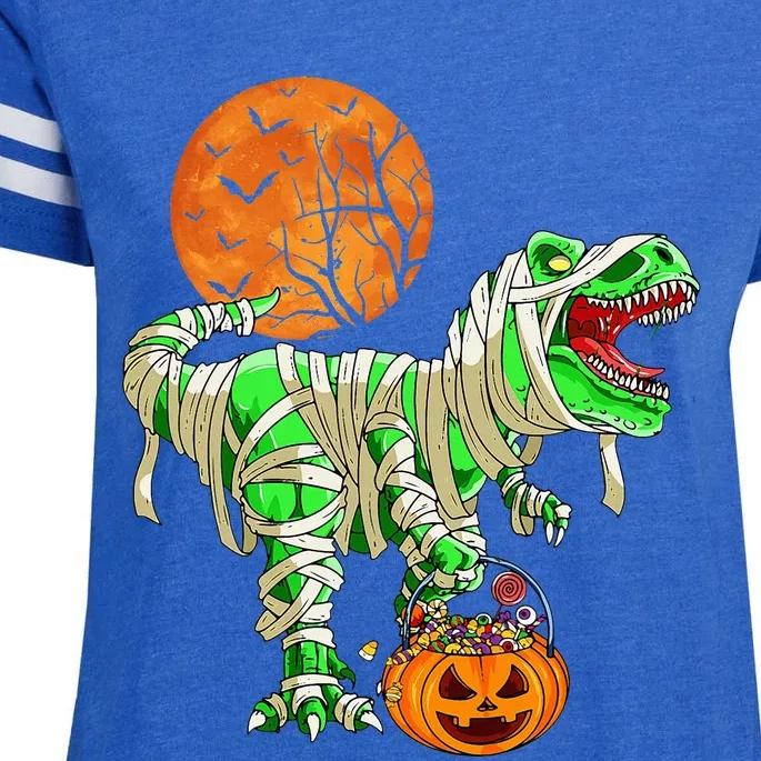 Halloween Dinosaur Trex Mummy Pumpkin Enza Ladies Jersey Football T-Shirt