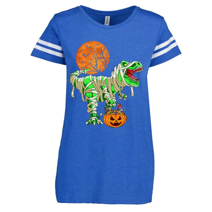 Halloween Dinosaur Trex Mummy Pumpkin Enza Ladies Jersey Football T-Shirt