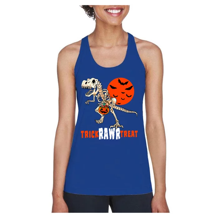 Halloween Dinosaur Trick Rawr Treat Scary Gift Women's Racerback Tank