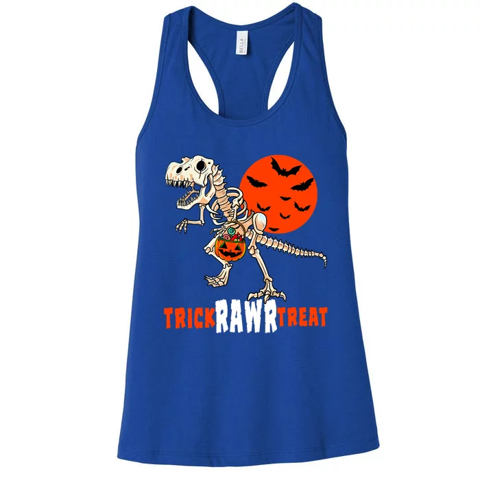 Halloween Dinosaur Trick Rawr Treat Scary Gift Women's Racerback Tank