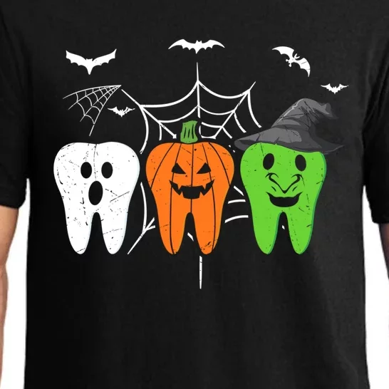 Halloween Dentist Teeth Ghost Pumpkin Witch Cute Dental Gift Pajama Set