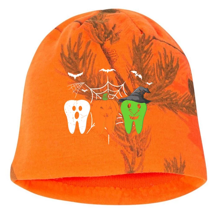 Halloween Dentist Teeth Ghost Pumpkin Witch Cute Dental Gift Kati - Camo Knit Beanie