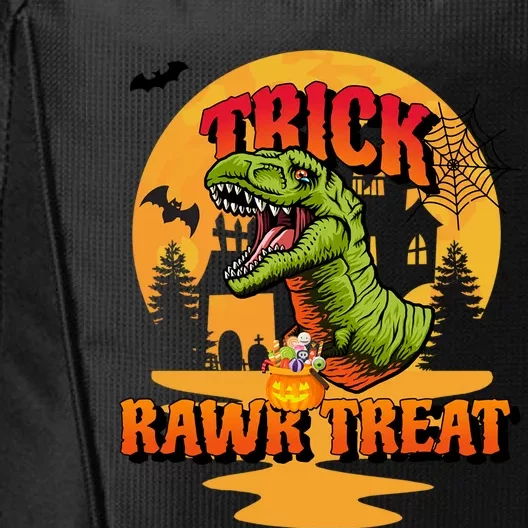 Halloween Dinosaur TRex Trick Rawr Treat Pumpkin And Bat Great Gift City Backpack