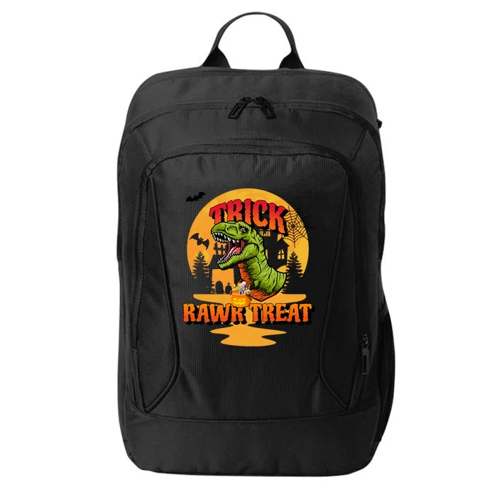 Halloween Dinosaur TRex Trick Rawr Treat Pumpkin And Bat Great Gift City Backpack