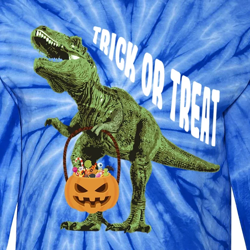 Halloween Dinosaur Tyrannosaurus T Rex Trick Or Treat Candy Gift Tie-Dye Long Sleeve Shirt