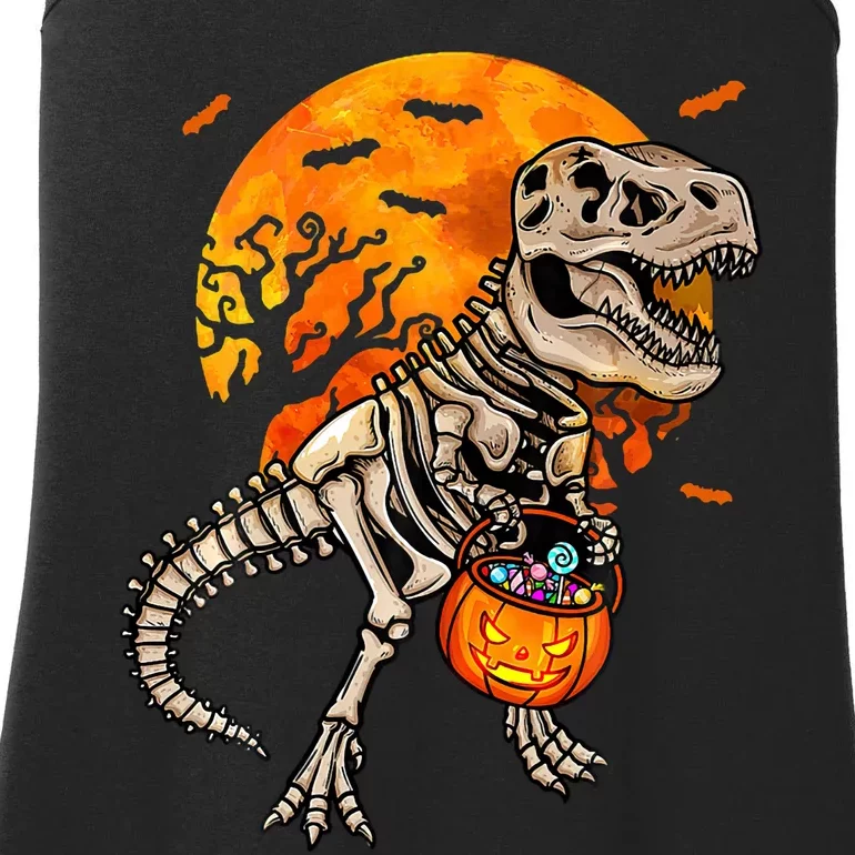 Halloween Dinosaur T Rex Skeleton Sweat Ladies Essential Tank