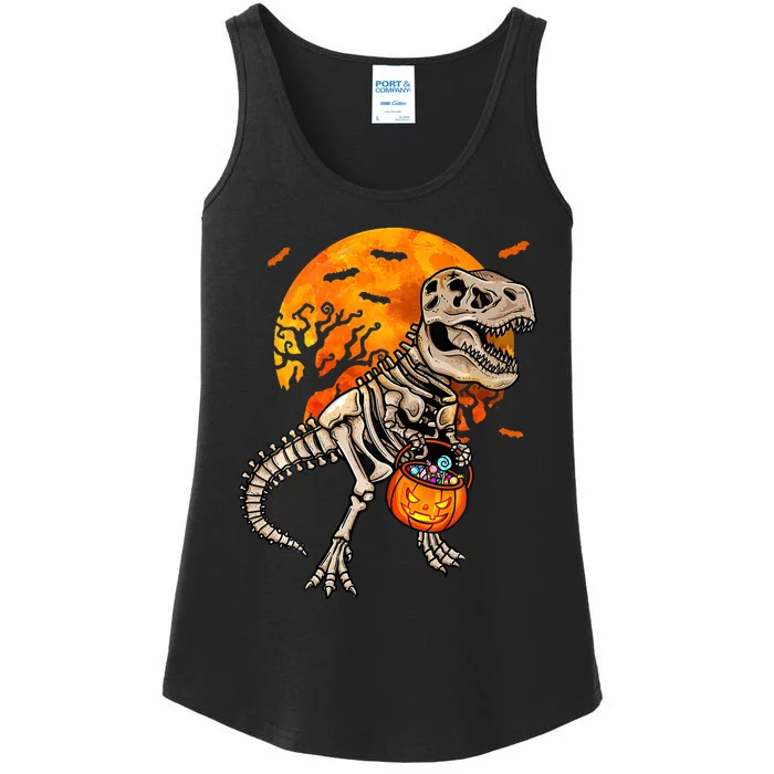 Halloween Dinosaur T Rex Skeleton Sweat Ladies Essential Tank