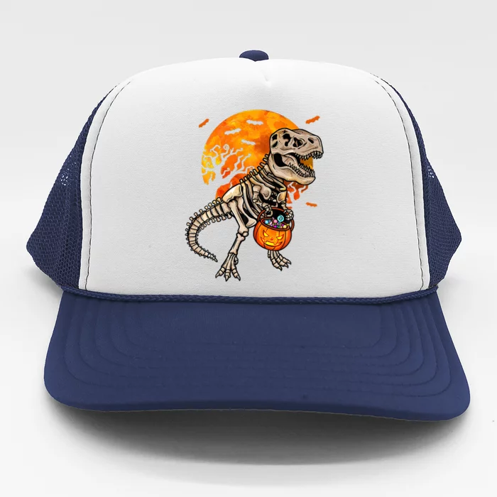 Halloween Dinosaur T Rex Skeleton Sweat Trucker Hat