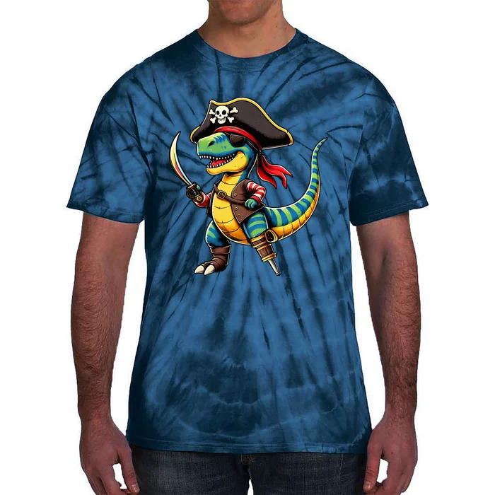 Halloween Dinosaur Trex Pirate Tie-Dye T-Shirt