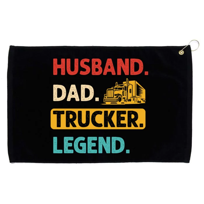 Husband Dad Trucker Legend Funny Trucker Grommeted Golf Towel