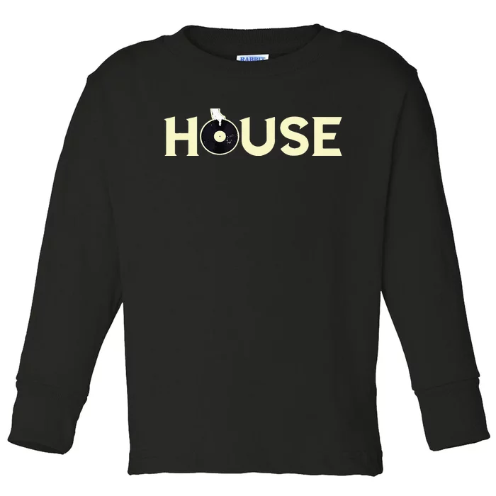 House DJ Turntable Techno EDM Dance Music Discjockey Toddler Long Sleeve Shirt