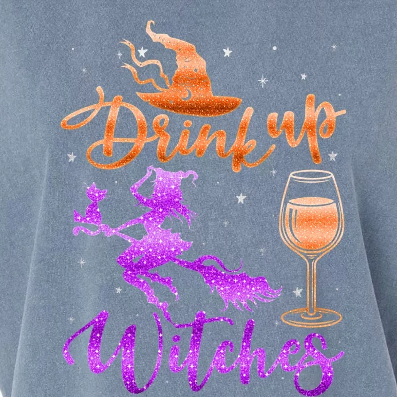 Halloween Drink Up Witches Costumes Wine Lovers Hallowine Garment-Dyed Women's Muscle Tee