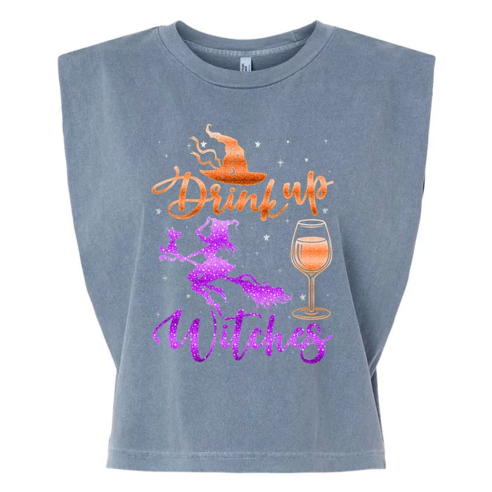 Halloween Drink Up Witches Costumes Wine Lovers Hallowine Garment-Dyed Women's Muscle Tee