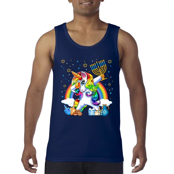 Hanukkah Dabbing Unicorn Jewnicorn Chanukah Jewish Xmas Tank Top